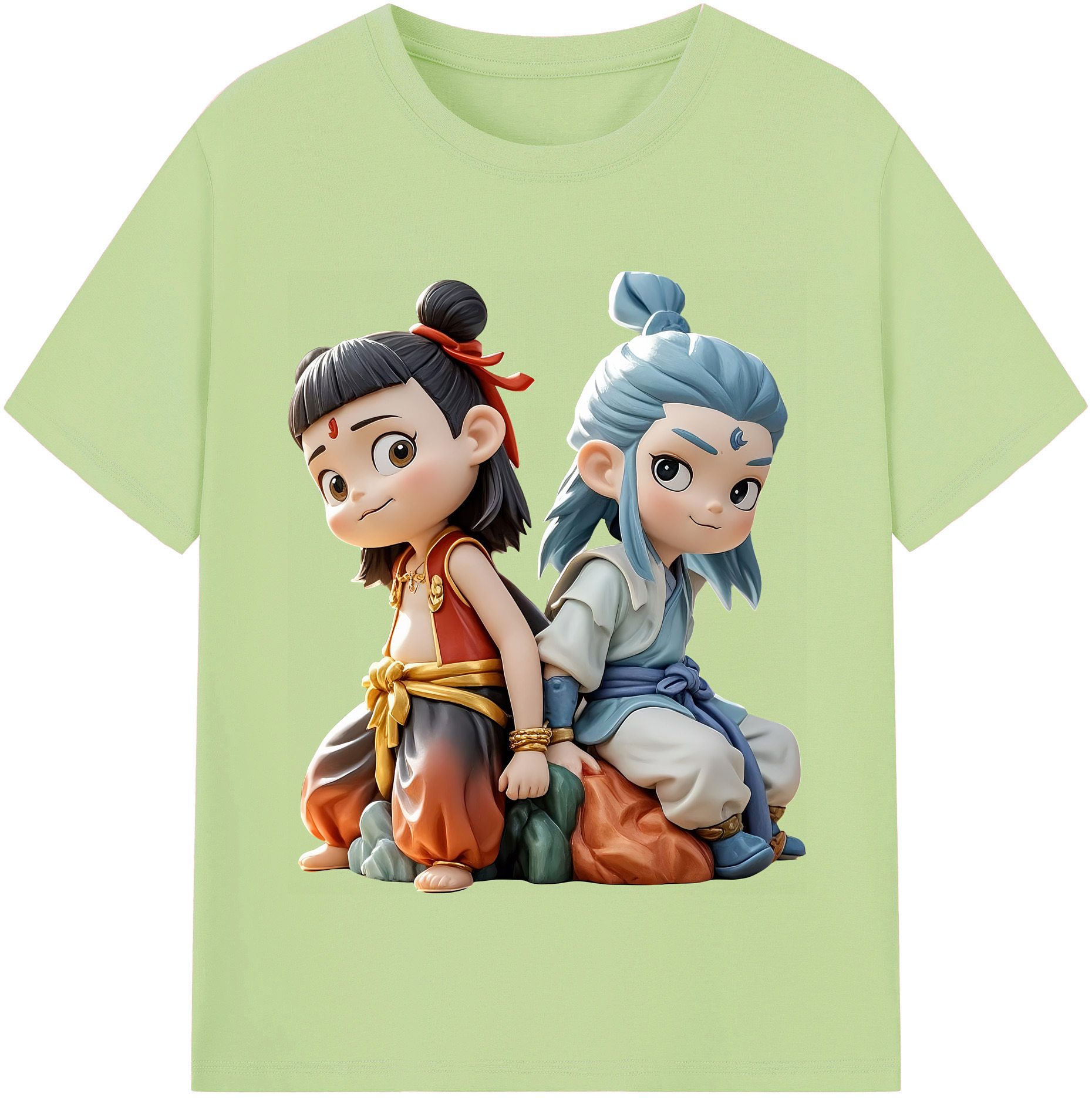 （画像用） Ne Zha 2 ナタ 魔童の大暴れ 綿100％半袖Tシャツ（フロントプリント）